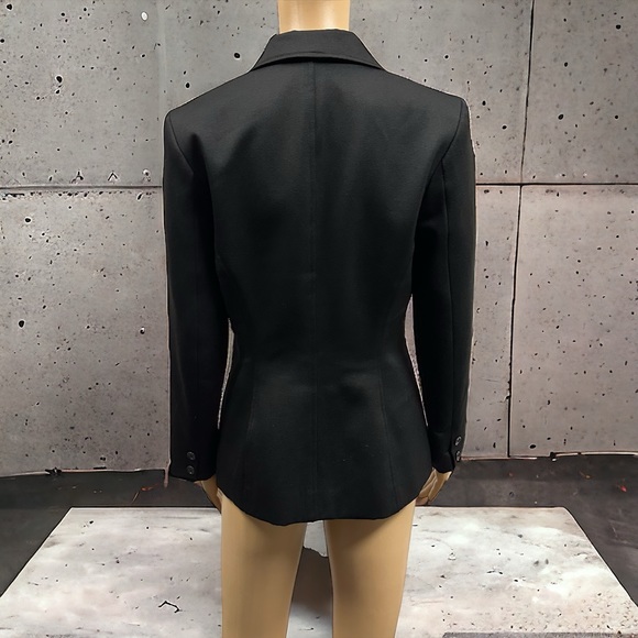 BCBGMaxazria Black 3 Button Slim Fit Shoulder Pad Pocket Blazer Jacket Womens 4 - Picture 10 of 15